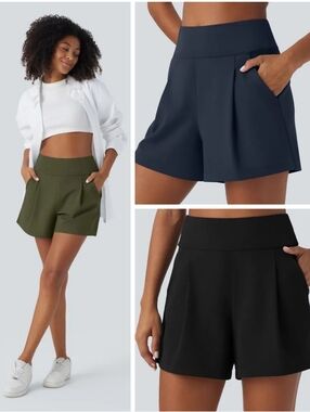 Halara DayStretch High Waisted Pocket Wide Leg Work Shorts Bundle Of 3 Medium